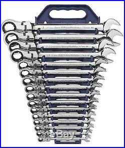 KD GearWrench 9902 16 Piece Flex-Head Combination Ratcheting Wrench Set Metric