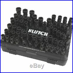 Klutch Universal Joint Impact Socket Set 59-Pc 3/8in & 1/2in Drive SAE/Metric