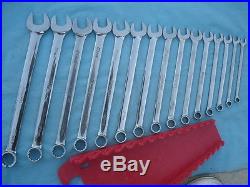 LARGE SNAP ON METRIC 12PT COMBINATION WRENCH SET #OEXM220B 8mm-22mm 15PC withRACK