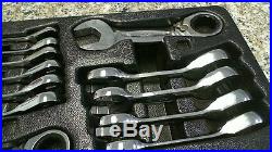 Mac Tools Metric 8-19mm Stubby Ratcheting Combination Wrench set 12 pc