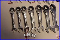 Mac Tools Metric 8-19mm Stubby Ratcheting Combination Wrench set 12 pc MINT