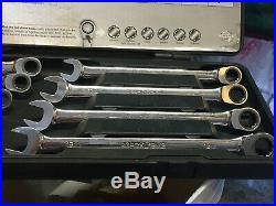 Matco Tools 10-Pc. Ratcheting Combo Wrench Set withCase 90 Tooth Extra long