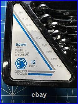 Matco Tools 9pc 6-Point Metric Chrome Combination Wrench Set SRCM92T in Tray