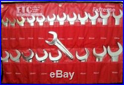 Metric 21 pc Jumbo Hydraulic Line Service Open End Wrench Set Extreme Torque ETC