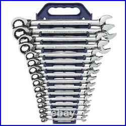 Metric 72-Tooth Reversible Combination Ratcheting Wrench Tool Set (16-Piece)