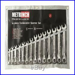 Metrinch Combo Spanners / Wrench 14pc Metric / SAE Equals 45pc Conventional Set