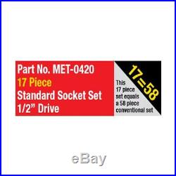 Metrinch Socket Standard Set 1/2 Dr 17 Pc Metric SAE Worn Nuts Trade Quality