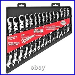 Milwaukee 15 Piece Metric Flex Head Ratcheting Combination Wrench Set 48-22-9513