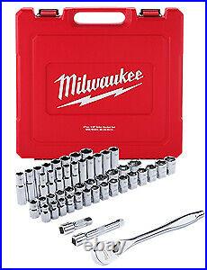 Milwaukee 47-Piece 1/2 in. Socket Wrench Set Fractional SAE & Metric with Warranty