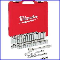 Milwaukee 48-22-9008 3/8in Drive SAE/Metric Ratchet and Socket Tool Set 56-Piece