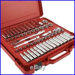 Milwaukee 48-22-9008 3/8in Drive SAE/Metric Ratchet and Socket Tool Set 56-Piece