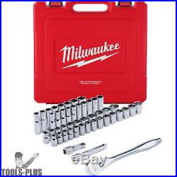 Milwaukee 48-22-9010 Ratchet and Socket Set SAE & Metric 1/2 Drive 46pc New