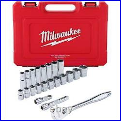 Milwaukee 48-22-9410 Ratchet & Socket Set SAE 1/2 Drive 22pc