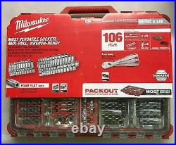 Milwaukee 48-22-9486 Packout SAE + Metric 106 piece 3/8 Ratchet + Socket set NEW