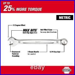 Milwaukee 48-22-9511 Metric Chrome Plated Combination Wrench Set 11 PC