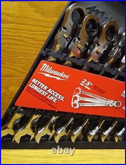 Milwaukee 48-22-9513 Flex Head Ratcheting Metric Combination Wrench Set 15 PC