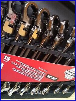 Milwaukee 48-22-9513 Flex Head Ratcheting Metric Combination Wrench Set 15 PC