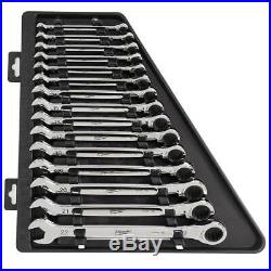 Milwaukee 48-22-9516 15pc Metric Ratcheting Combination Box Wrench Set Case 8-22