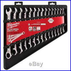 Milwaukee 48-22-9516 15pc Metric Ratcheting Combination Box Wrench Set Case 8-22