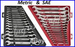 Milwaukee Max Bite Combination Ratcheting Wrench Combo Complete Set Sae & Metric