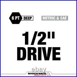 Milwaukee SHOCKWAVE Impact Socket Set SAE Metric 6 Point 1/2 in. Drive 29 Piece