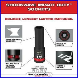 Milwaukee SHOCKWAVE Impact Socket Set SAE Metric 6 Point 1/2 in. Drive 29 Piece
