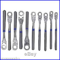 Mountain 10 Piece MM Metric Flex Head Flexible Ratcheting Wrench Set with Warranty