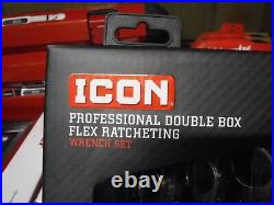 NEW Icon Long Double Box Flex Ratcheting Wrench Set, 5-Piece, WRDBFM-5, 56694