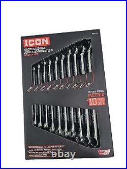 NEW Icon Long Metric Combination Wrench Set, 10 Piece, WCLM-10, 56611