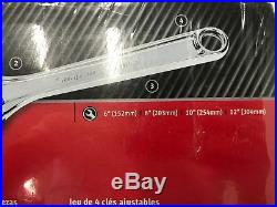 NEW SEALED Snap-on Tools ESP 4 Piece Adjustable Chrome Wrench Set 6 12 AD704B
