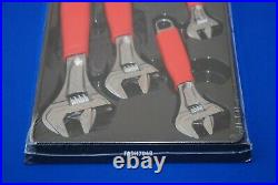NEW Snap-on 4 Piece Red Soft Grip Flank Drive Plus Adjustable Wrench Set