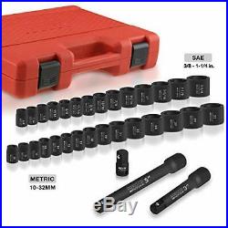 Neiko 1/2 Drive Impact Socket Set, SAE and Metric Assorted Sizes