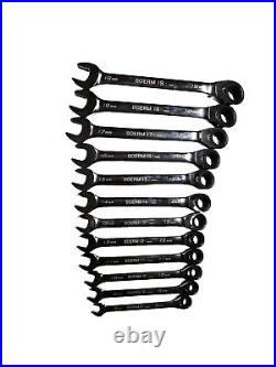 New Blue Point 12 Pc 12Pt Metric 15° Offset Ratcheting Combo Wrench Set BOERM712