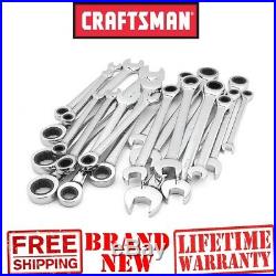 New CRAFTSMAN 20pc Piece RATCHETING WRENCH SET SAE Metric Standard Tool mm