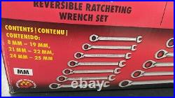 New GEARWRENCH 16 PC REVERSIBLE RATCHETING-Metric SET WithTOOL ROLL-9602RN-F. Ship