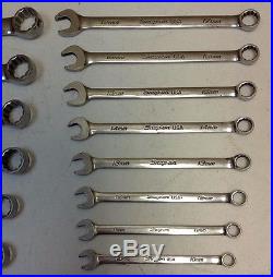 PREOWNED Snap On 14 Piece Metric Combination Wrench Set SOEXM & OEXM 10mm-25mm