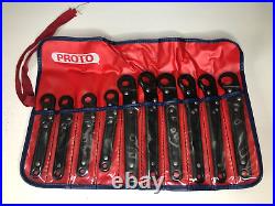 PROTO 10 PCS 10-19 MM METRIC RATCHETING FLARE NUT WRENCH SET J3800M Made In USA