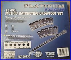Platinum 13pc METRIC Reversible Ratcheting Spline Crowfoot Wrench Set #99730