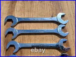 Proto Professional 7pc Full Polish Angle Open-End Wrench Set 3/8 3/4 VGUC USA