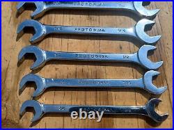 Proto Professional 7pc Full Polish Angle Open-End Wrench Set 3/8 3/4 VGUC USA