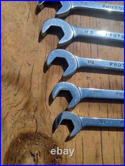 Proto Professional 7pc Full Polish Angle Open-End Wrench Set 3/8 3/4 VGUC USA