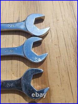 Proto Professional 7pc Full Polish Angle Open-End Wrench Set 3/8 3/4 VGUC USA