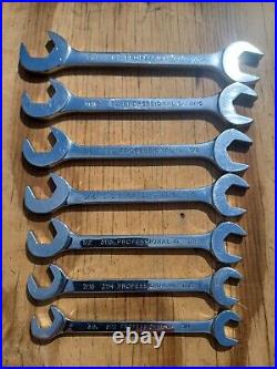 Proto Professional 7pc Full Polish Angle Open-End Wrench Set 3/8 3/4 VGUC USA