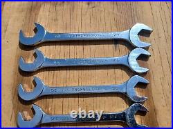 Proto Professional 7pc Full Polish Angle Open-End Wrench Set 3/8 3/4 VGUC USA