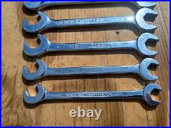 Proto Professional 7pc Full Polish Angle Open-End Wrench Set 3/8 3/4 VGUC USA