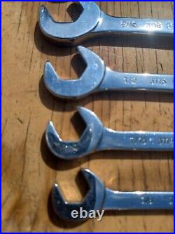 Proto Professional 7pc Full Polish Angle Open-End Wrench Set 3/8 3/4 VGUC USA