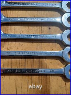 Proto Professional 7pc Full Polish Angle Open-End Wrench Set 3/8 3/4 VGUC USA