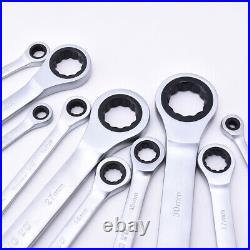 Ratchet Gear Flexible Head Ratcheting Wrench Spanners Tool Set Crv Steel 8-24mm