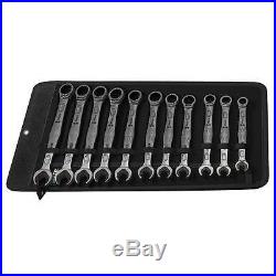 Ratcheting Wrench Set, Combination, Metric, Number of Pieces 11