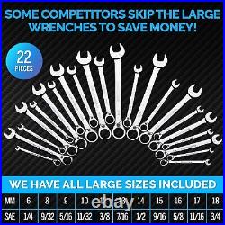 Ratcheting Wrench Set Unbreakable 22 PIECES METRIC & INCH (REVERSIBLE)